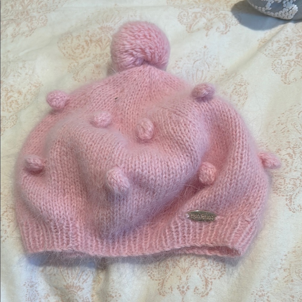 Whimsical Pink Pom-Pom Knit Hat